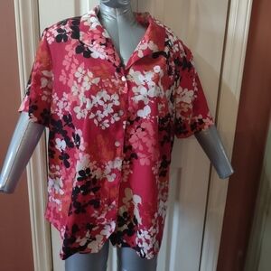 Alfred Dunner women's plus size 16w floral button up blouse shirt top collared